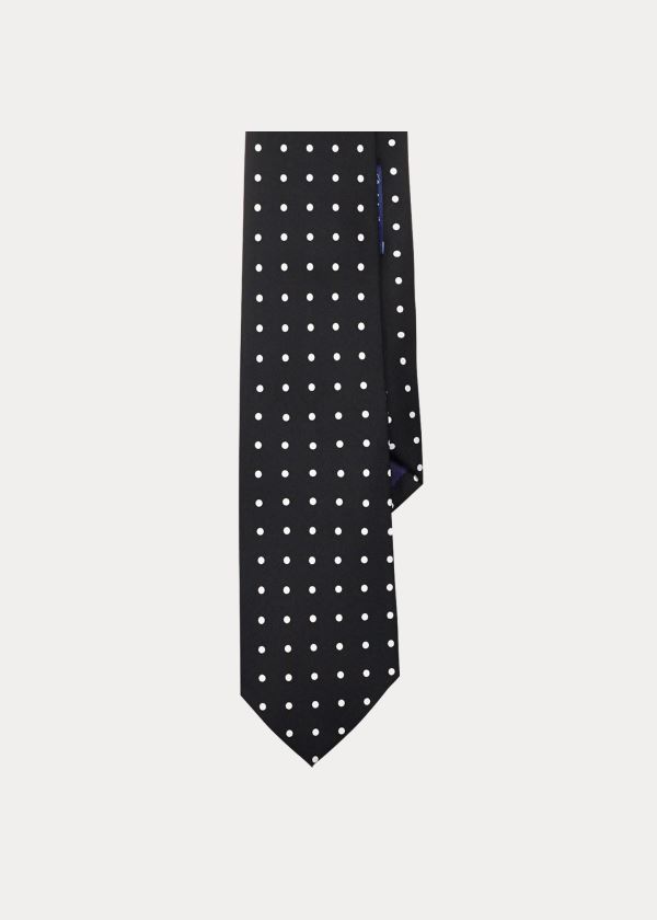 Ralph Lauren Polka-Dot Silk Satin Tie Černé | hvqvLO5v