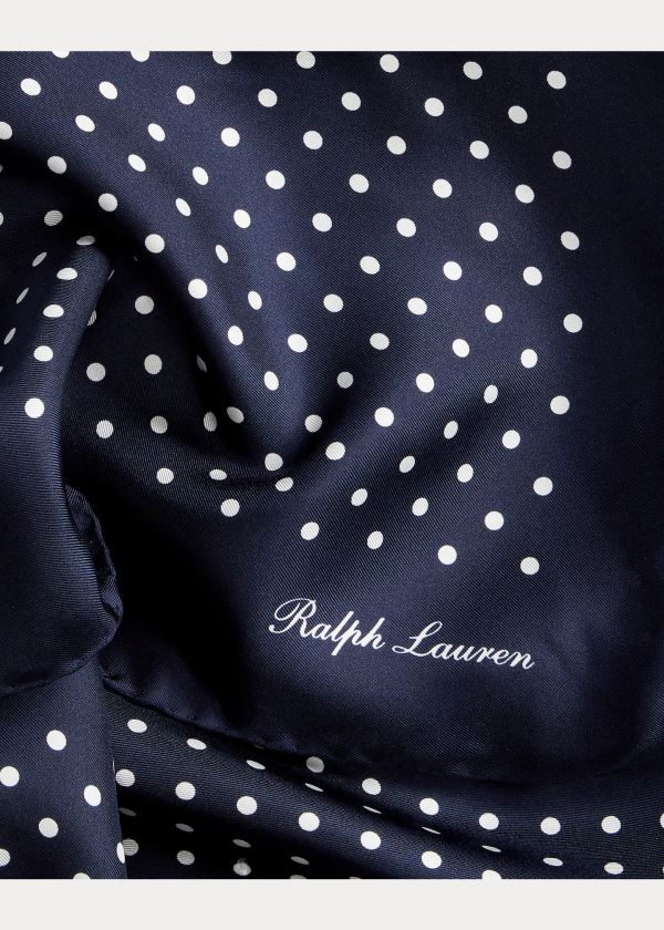 Ralph Lauren Polka-Dot Silk Scarf Tmavě Blankyt Bílé | ZmRfNzN1