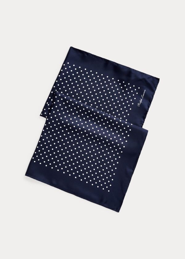 Ralph Lauren Polka-Dot Silk Scarf Tmavě Blankyt Bílé | ZmRfNzN1