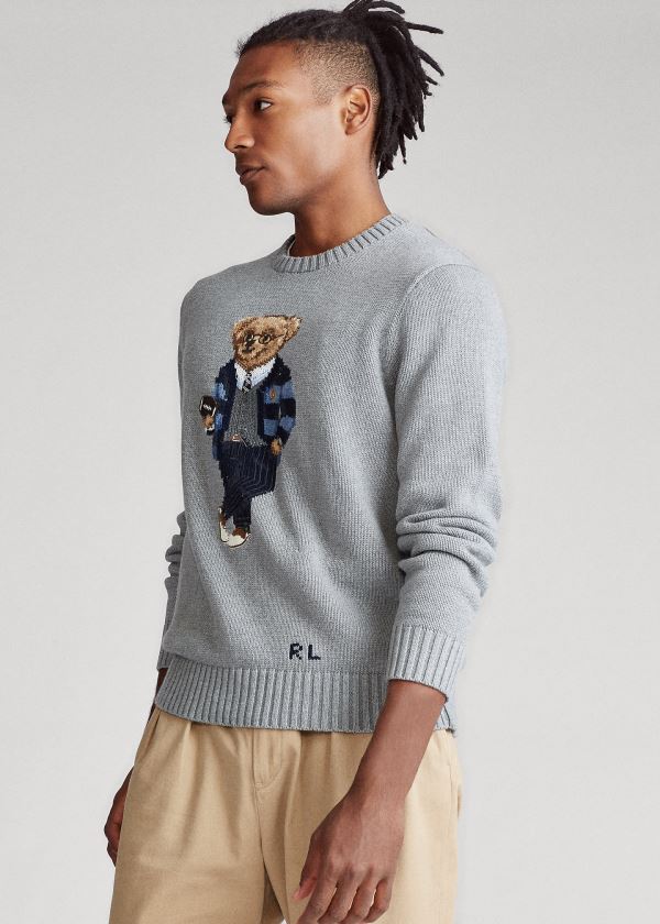 Ralph Lauren Polo Bear Bavlněné Svetrové Šedé | p1lAys3Q