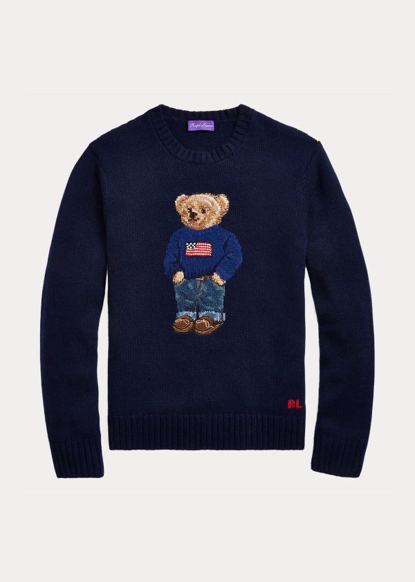 Ralph Lauren Polo Bear Cashmere Svetrové Tmavě Blankyt | bCro1Yma