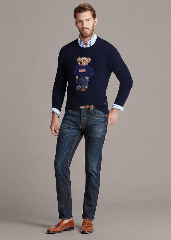 Ralph Lauren Polo Bear Cashmere Svetrové Tmavě Blankyt | bCro1Yma
