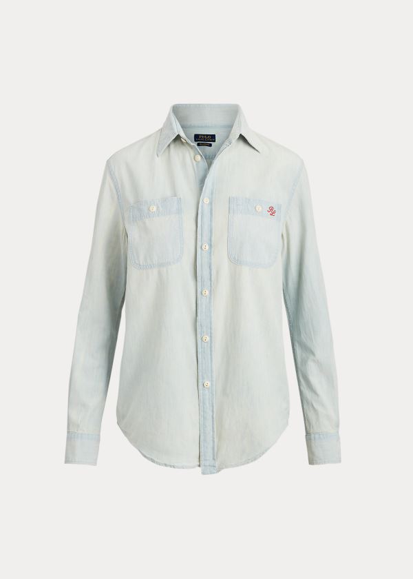 Ralph Lauren Polo Bear Chambray Shirt Světle Blankyt | ff76fdXZ
