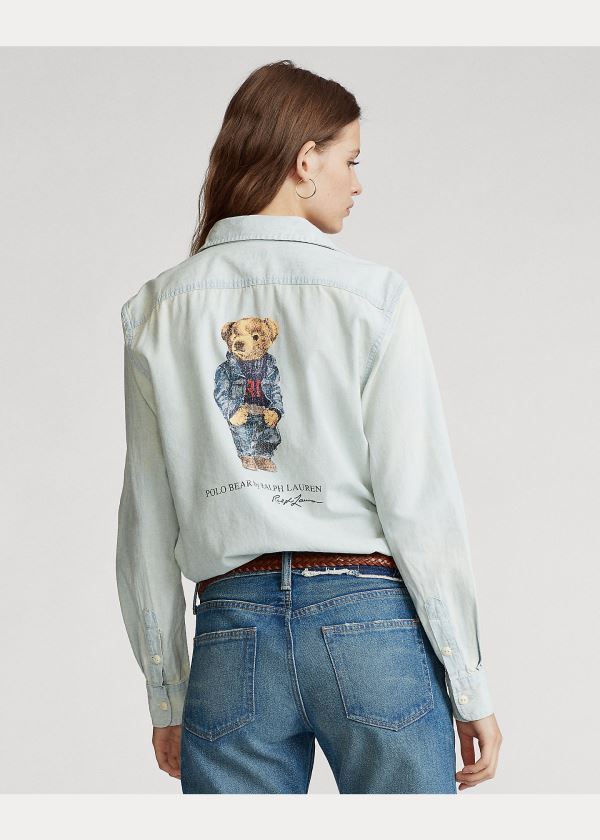 Ralph Lauren Polo Bear Chambray Shirt Světle Blankyt | ff76fdXZ