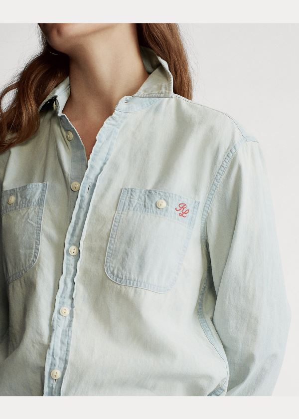Ralph Lauren Polo Bear Chambray Shirt Světle Blankyt | ff76fdXZ