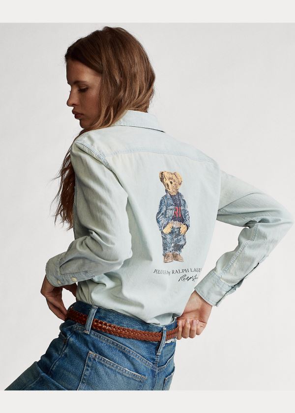 Ralph Lauren Polo Bear Chambray Shirt Světle Blankyt | ff76fdXZ