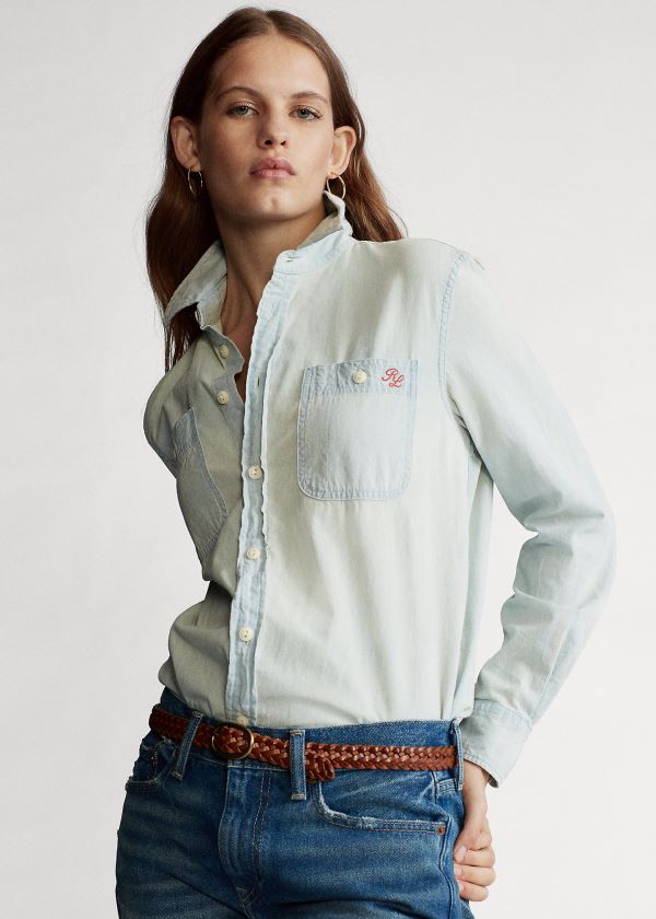 Ralph Lauren Polo Bear Chambray Shirt Světle Blankyt | ff76fdXZ