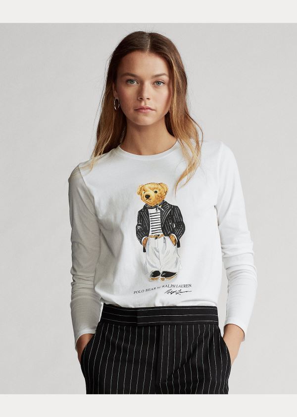 Ralph Lauren Polo Bear Crewneck Shirt Bílé | uvAiyNw9