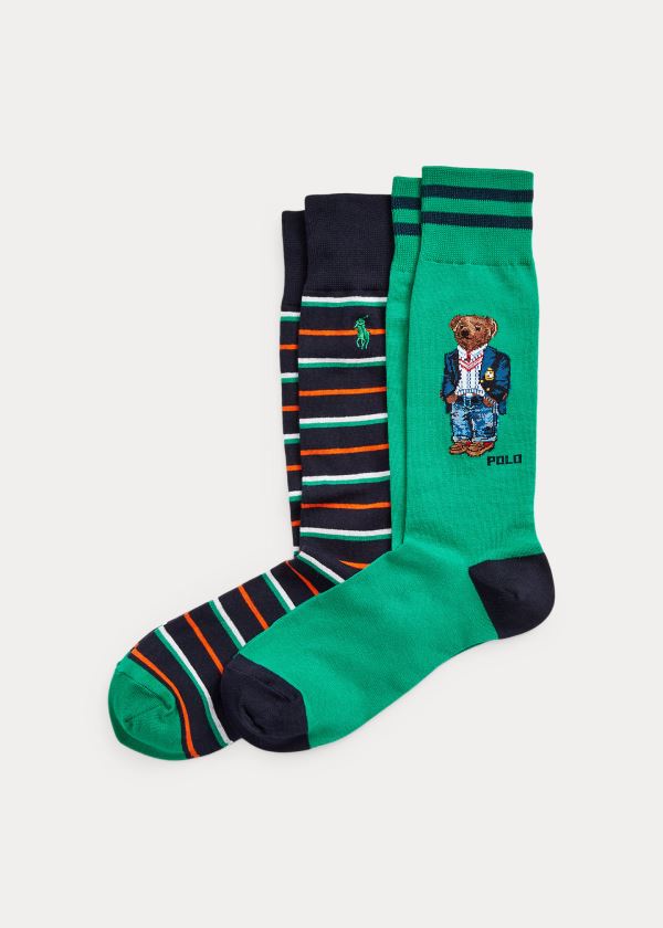 Ralph Lauren Polo Bear Sock 2-Pack Zelene | NUoDUHgS