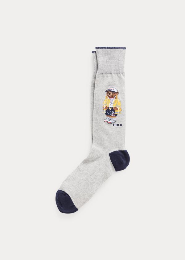 Ralph Lauren Polo Bear & Stripe Sock 2-Pack Šedé Tmavě Blankyt | FeZGzRml