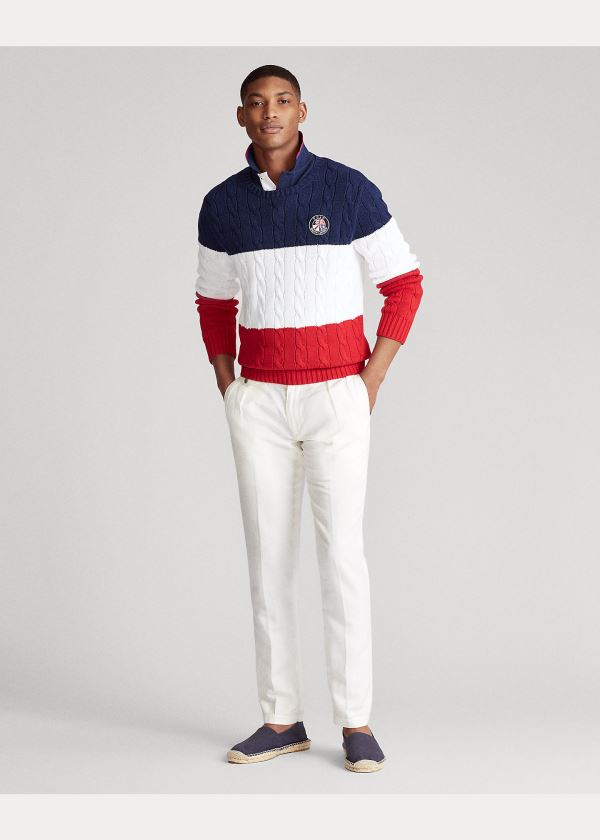 Ralph Lauren Polo Cookie Bavlněné Svetrové Červené Bílé Tmavě Blankyt | 9nF4zoix
