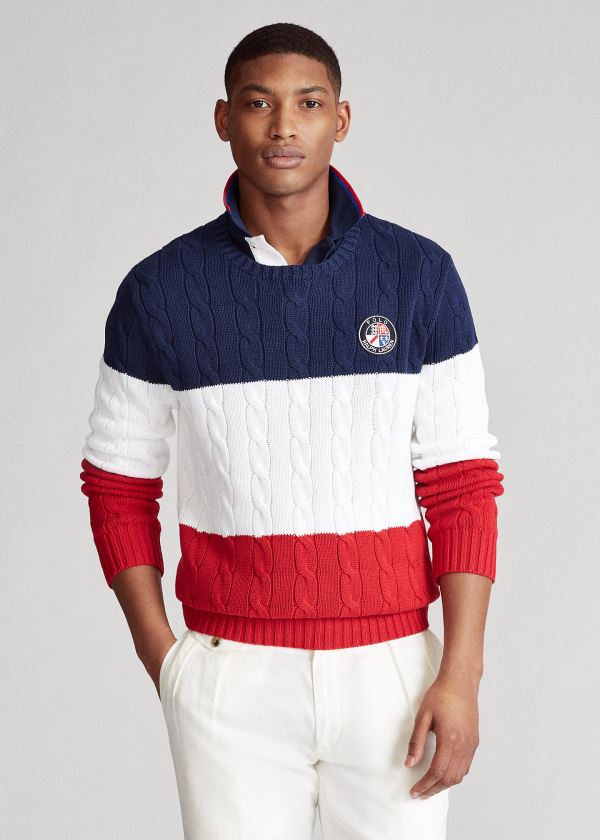 Ralph Lauren Polo Cookie Bavlněné Svetrové Červené Bílé Tmavě Blankyt | 9nF4zoix