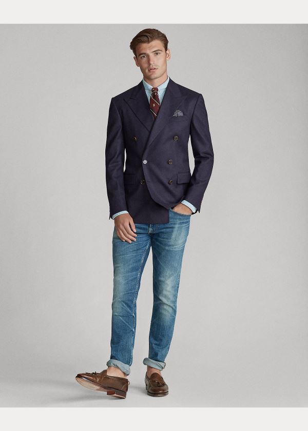 Ralph Lauren Polo Doeskin Blazer Tmavě Blankyt | KTumDiHX