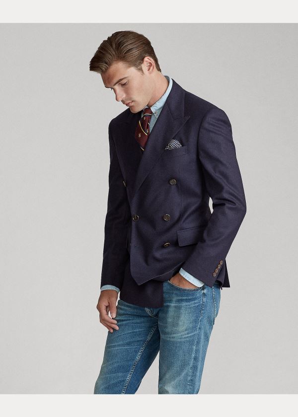 Ralph Lauren Polo Doeskin Blazer Tmavě Blankyt | KTumDiHX