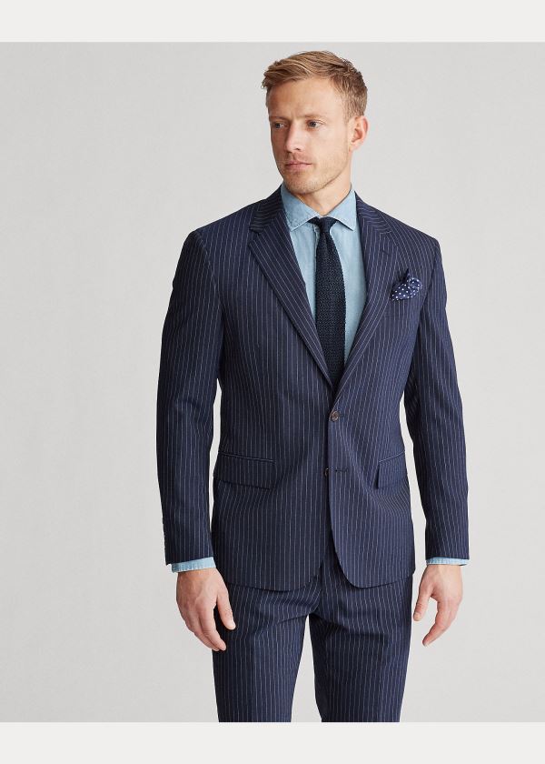 Ralph Lauren Polo Dot-Stripe Stretch Suit Tmavě Blankyt Bílé Proužek | Ko5gcXAJ