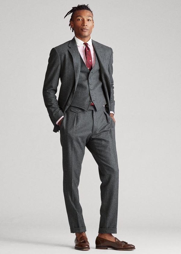 Ralph Lauren Polo Flannel 3-Piece Suit Šedé | ZbPwQSy6