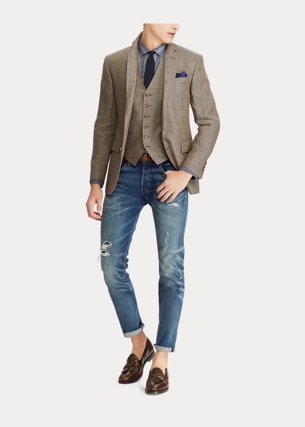 Ralph Lauren Polo Glen Plaid Suit Jacket Hnědé | thKHRyDF