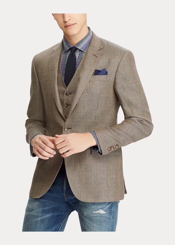 Ralph Lauren Polo Glen Plaid Suit Jacket Hnědé | thKHRyDF