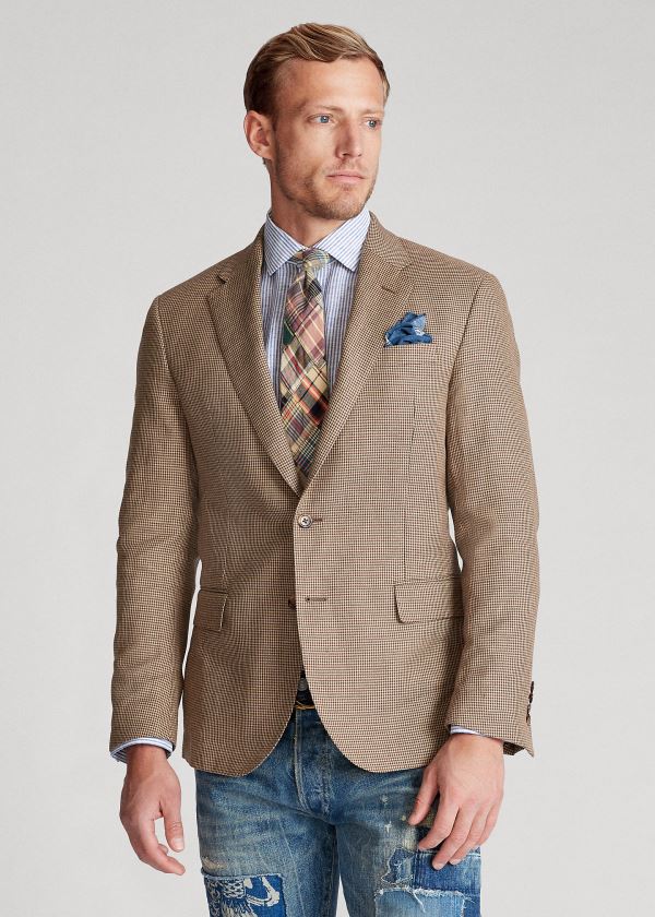 Ralph Lauren Polo Houndstooth Suit Jacket Hnědé | wnGg7mQ2