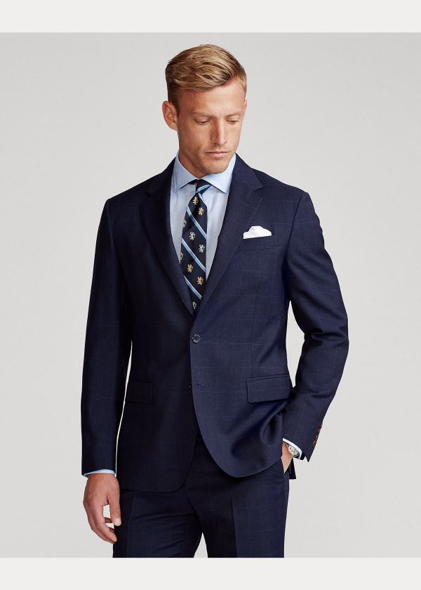 Ralph Lauren Polo Plaid Wool Twill Suit Tmavě Blankyt Blankyt | 6xFiP2Pa