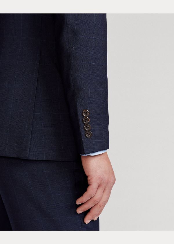 Ralph Lauren Polo Plaid Wool Twill Suit Tmavě Blankyt Blankyt | 6xFiP2Pa
