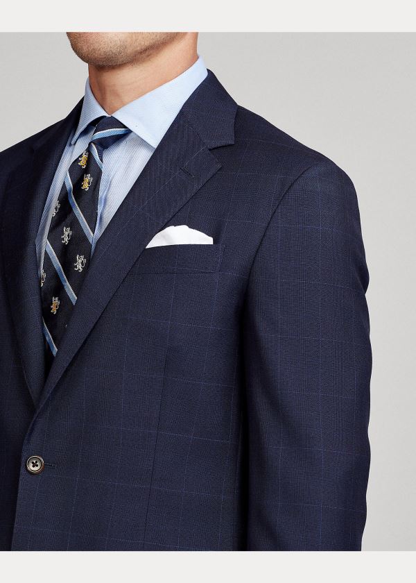 Ralph Lauren Polo Plaid Wool Twill Suit Tmavě Blankyt Blankyt | 6xFiP2Pa