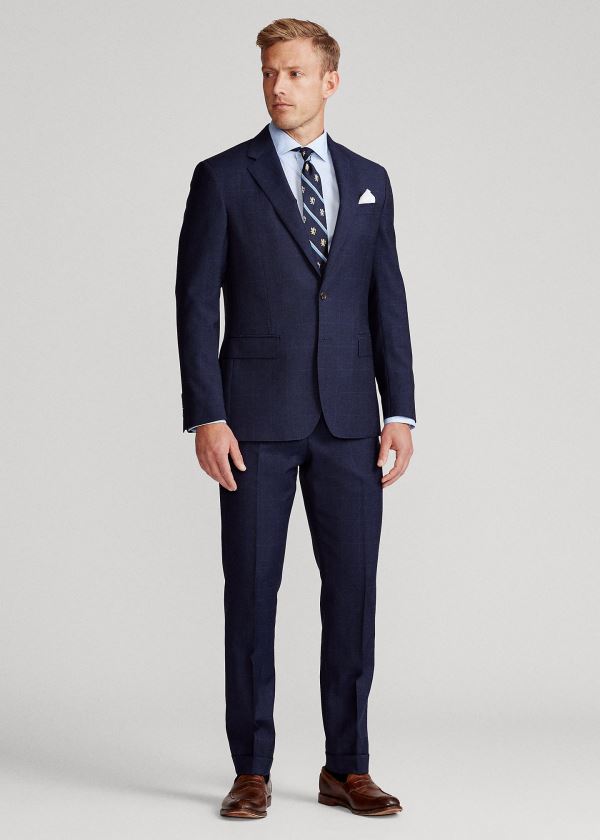 Ralph Lauren Polo Plaid Wool Twill Suit Tmavě Blankyt Blankyt | 6xFiP2Pa