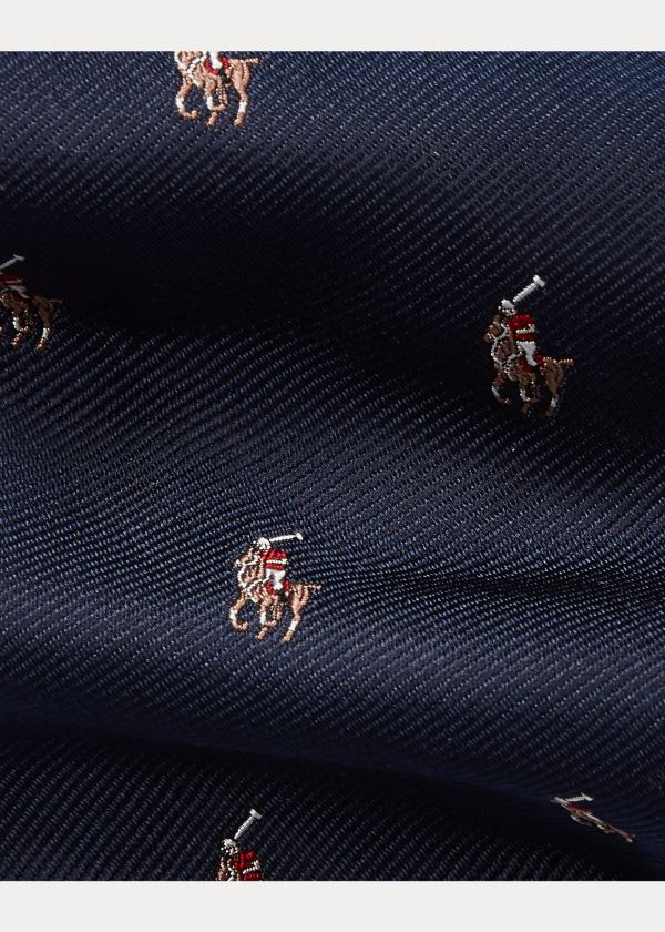 Ralph Lauren Polo Player Silk Narrow Tie Tmavě Blankyt | 0jQ77Bya