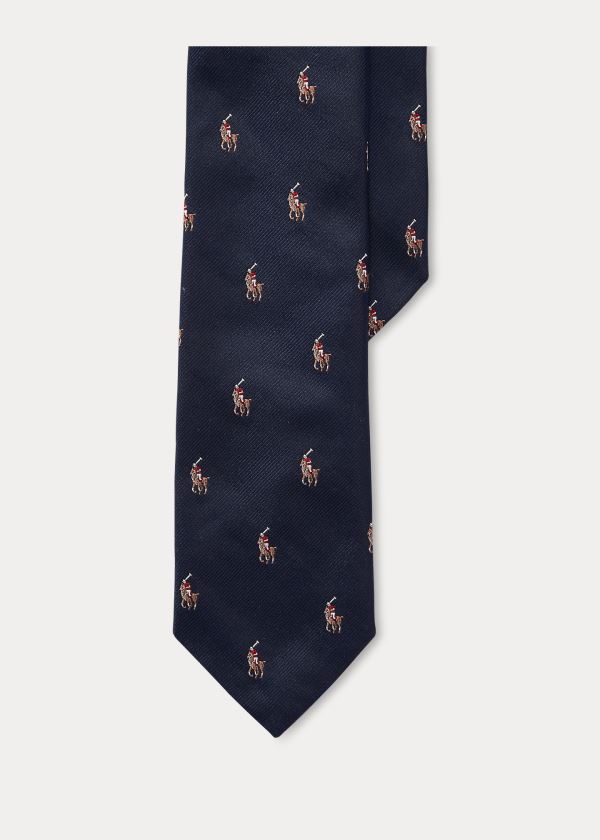 Ralph Lauren Polo Player Silk Narrow Tie Tmavě Blankyt | 0jQ77Bya