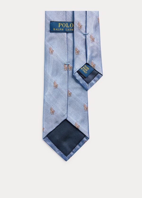 Ralph Lauren Polo Player Silk Narrow Tie Světle Blankyt | 2ZSgx84p