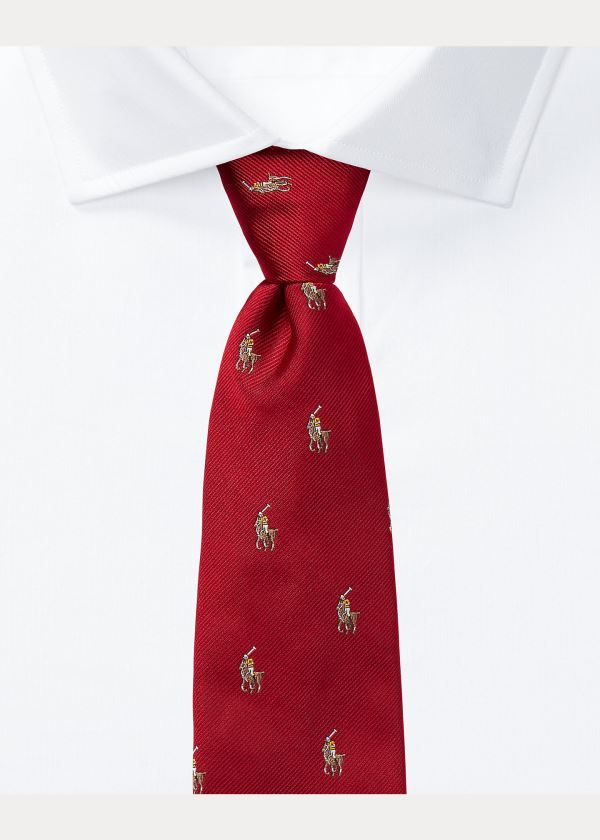 Ralph Lauren Polo Player Silk Narrow Tie Červené | Go1FBO13