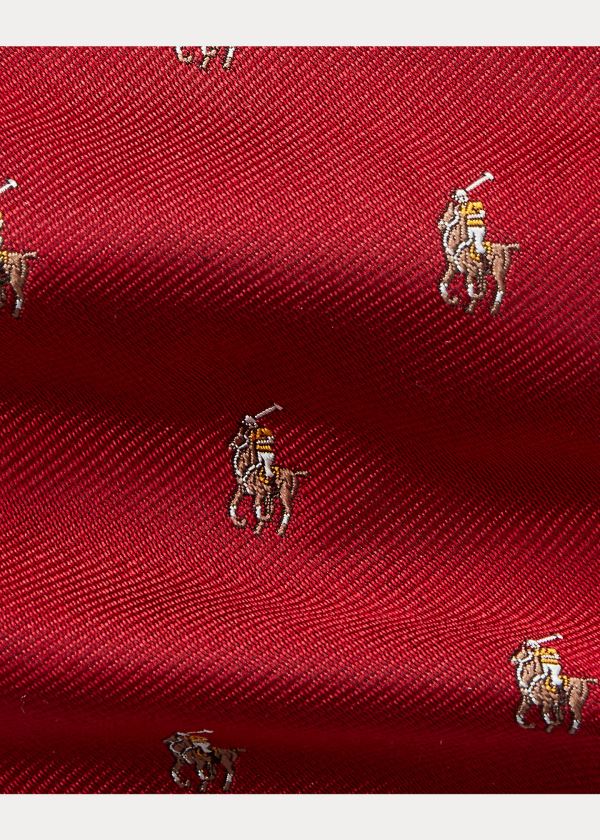 Ralph Lauren Polo Player Silk Narrow Tie Červené | Go1FBO13