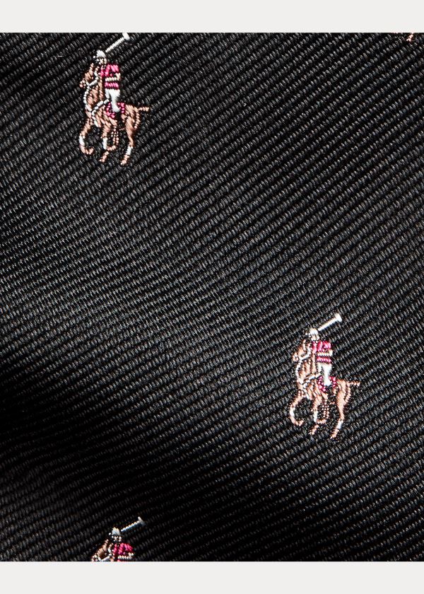 Ralph Lauren Polo Player Silk Narrow Tie Černé | HYlOO0Yf