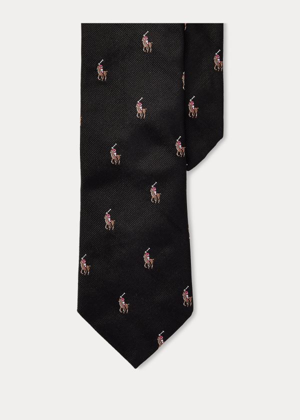 Ralph Lauren Polo Player Silk Narrow Tie Černé | HYlOO0Yf