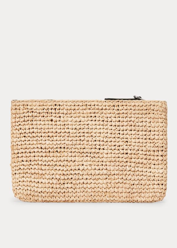 Ralph Lauren Polo Raffia Pouch Hnědožlutý | gpV58AvA