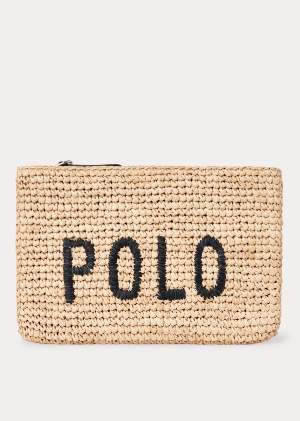 Ralph Lauren Polo Raffia Pouch Hnědožlutý | gpV58AvA
