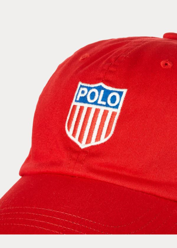 Ralph Lauren Polo Shield Bavlněné Twill Cap Červené | SIaW2Xyp