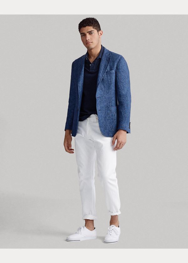 Ralph Lauren Polo Soft Linen Sportovní Coat Tmavě Blankyt | K55lRtrq