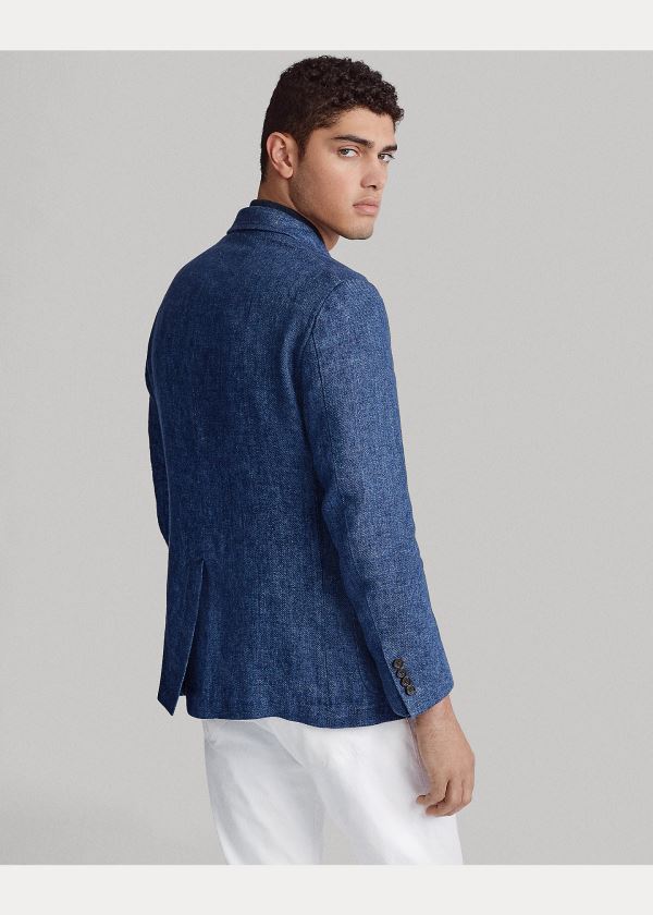Ralph Lauren Polo Soft Linen Sportovní Coat Tmavě Blankyt | K55lRtrq