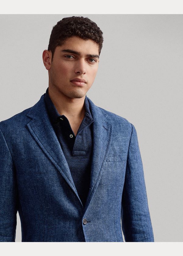 Ralph Lauren Polo Soft Linen Sportovní Coat Tmavě Blankyt | K55lRtrq