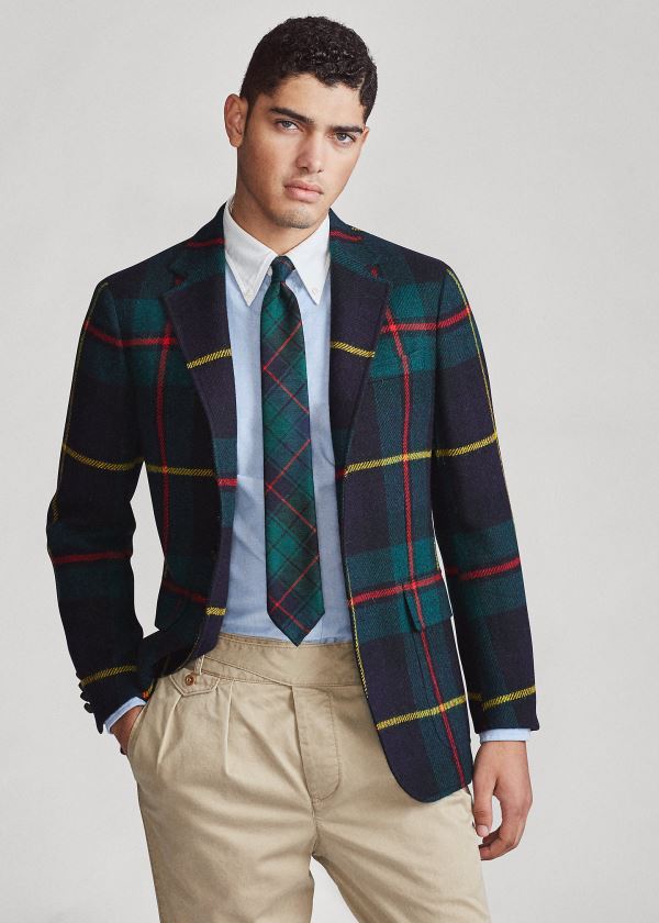 Ralph Lauren Polo Soft Tartan Sportovní Coat Zelene Blankyt Červené Žluté | EUK0WJkD