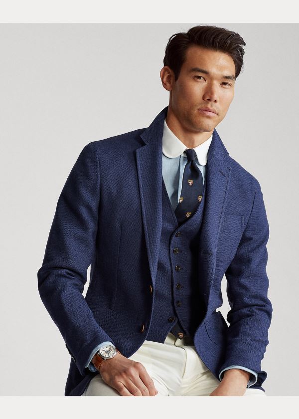 Ralph Lauren Polo Soft Tweed Sportovní Coat Indigo Blankyt | sUN47D4m