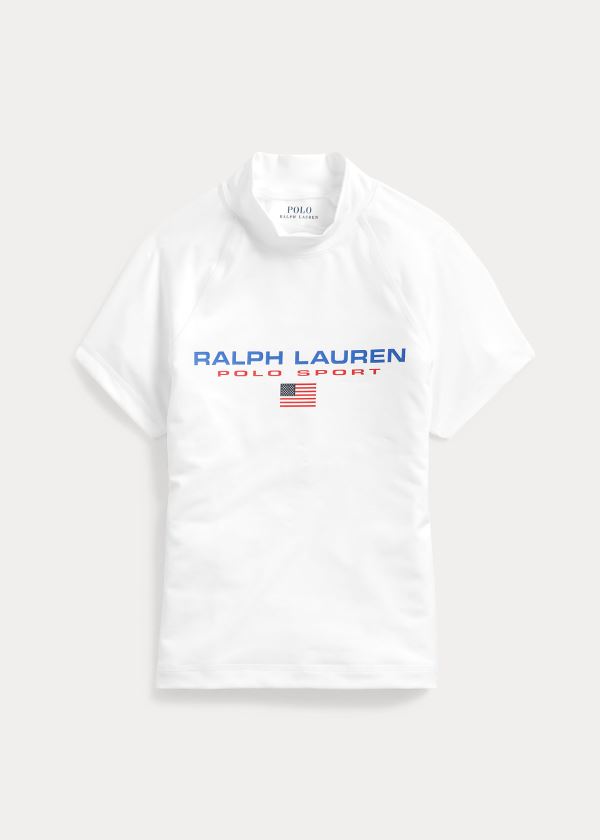 Ralph Lauren Polo Sportovní Cropped Tee Bílé | grDSkCqO