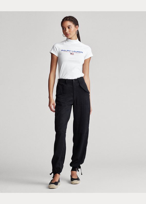 Ralph Lauren Polo Sportovní Cropped Tee Bílé | grDSkCqO