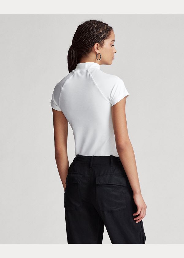 Ralph Lauren Polo Sportovní Cropped Tee Bílé | grDSkCqO