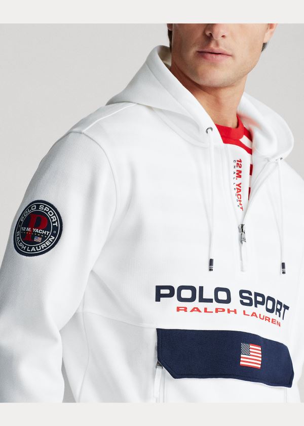 Ralph Lauren Polo Sportovní Double-Knit Hoodie Bílé | RJYYTRDl