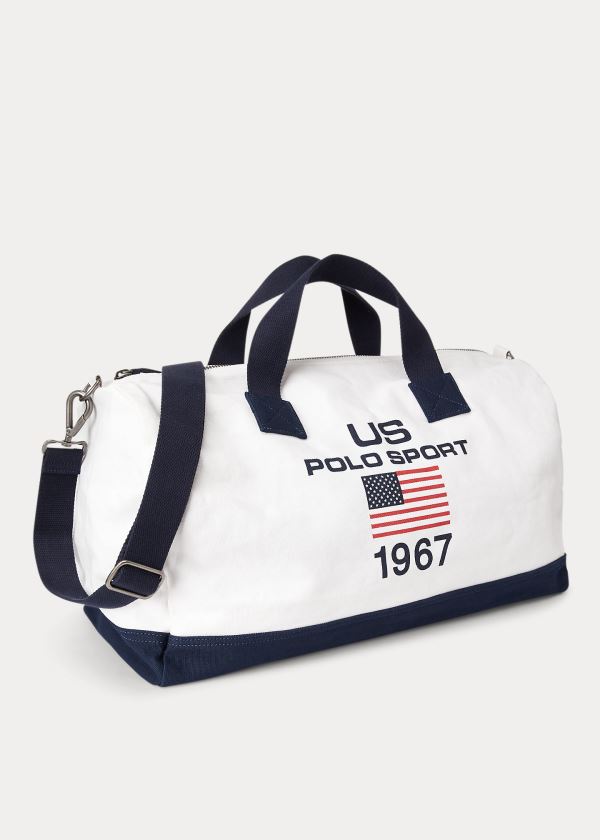 Ralph Lauren Polo Sportovní Platene Duffel Bag Bílé Tmavě Blankyt | nsYf1a09