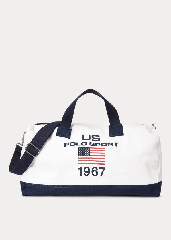 Ralph Lauren Polo Sportovní Platene Duffel Bag Bílé Tmavě Blankyt | nsYf1a09