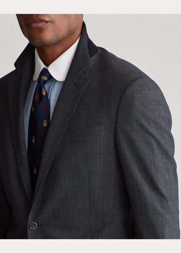 Ralph Lauren Polo Stretch Glen Plaid Suit Černé Šedé | hyNnbfir