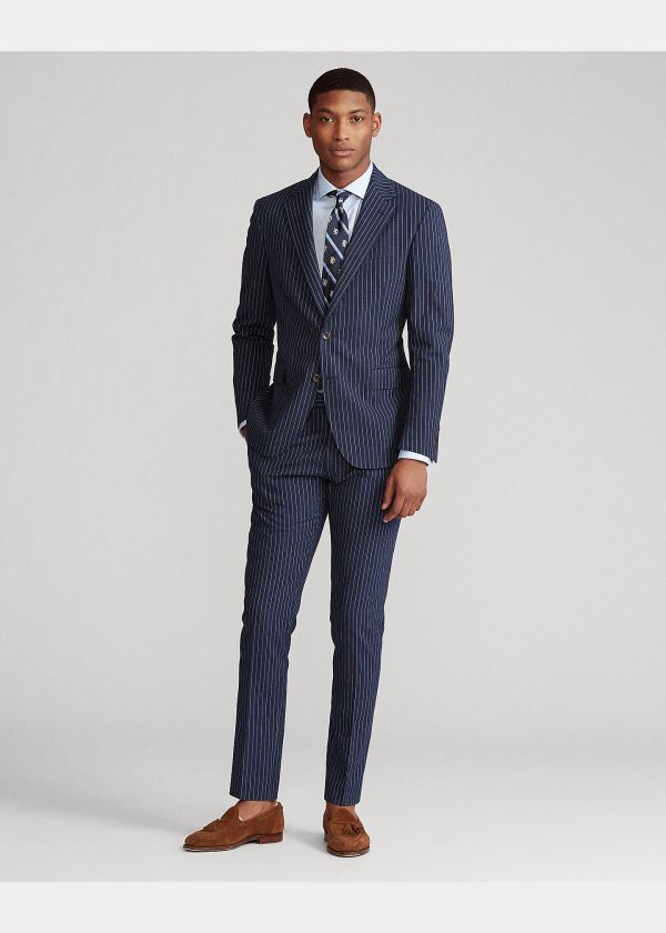 Ralph Lauren Polo Striped Suit Jacket Tmavě Blankyt Bílé Proužek | 7DJ47Zvf